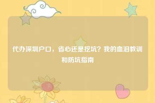 代办深圳户口，省心还是挖坑？我的血泪教训和防坑指南