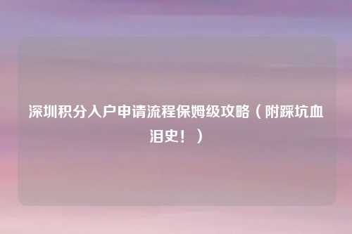 深圳积分入户申请流程保姆级攻略（附踩坑血泪史！）