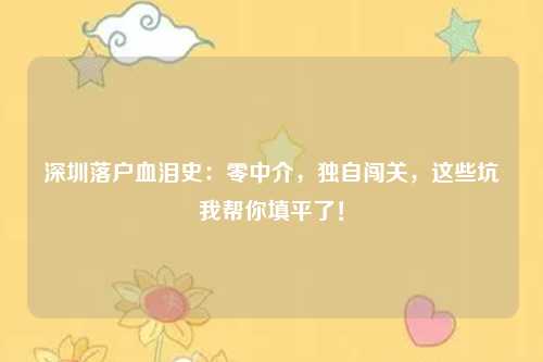 深圳落户血泪史:零中介,独自闯关,这些坑我帮你填平了!