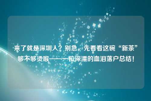 来了就是深圳人？别急，先看看这碗“新茶”够不够烫喉——一位深漂的血泪落户总结！