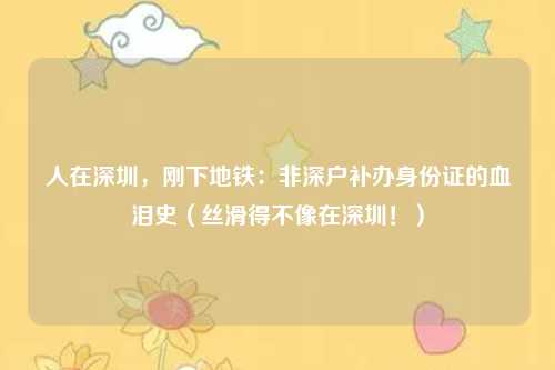 人在深圳,刚下地铁:非深户补办身份证的血泪史(丝滑得不像在深圳!)