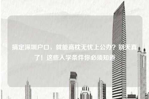 搞定深圳户口，就能高枕无忧上公办？别天真了！这些入学条件你必须知道